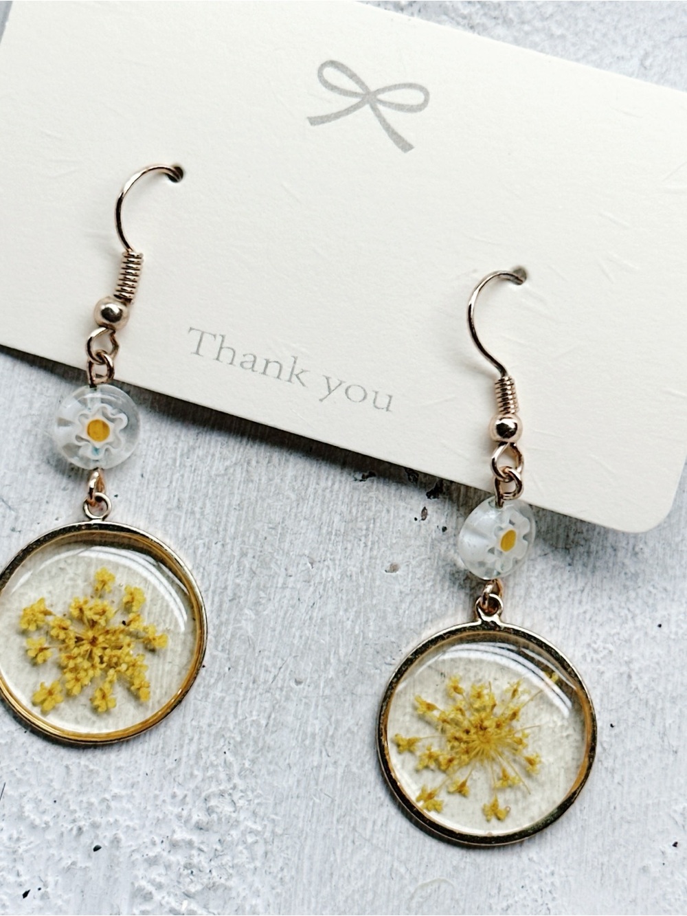 1363mc. Yellow Resin Floral Earrings